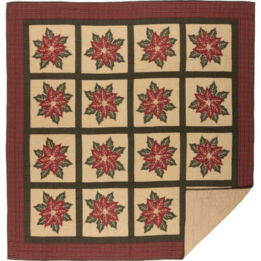 National Quilt Museum Poinsettia Block Queen Quilt 90Wx90L VHC Brands - The Fox Decor